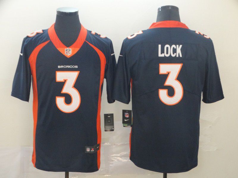 Men Denver Broncos #3 Lock Blue Nike Vapor Untouchable Limited Player NFL Jerseys